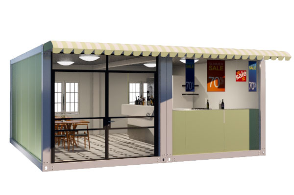 Mẫu container café lắp ghép 1 tầng thiết kế hiện đại